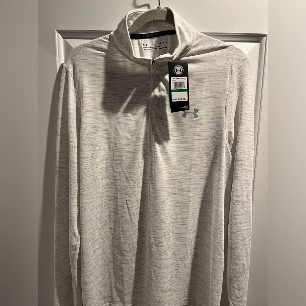 Men’s Under Armour HeatGear 1/2 Zip — White — Size L NWT